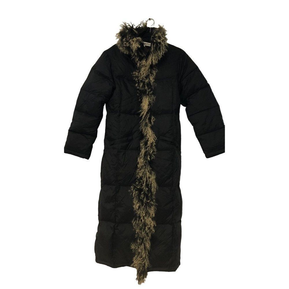 Danny Roberts Womеns Down Puffer Coat Black Faux Fur Trim Size L New